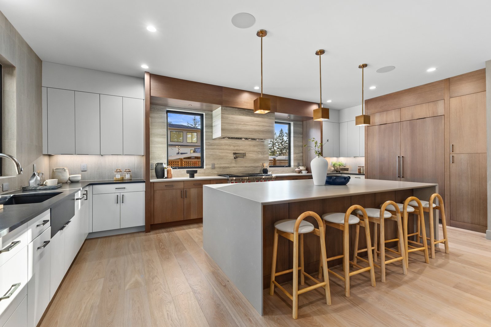 Warm modern two-tone kitchen cabinets Venice FL