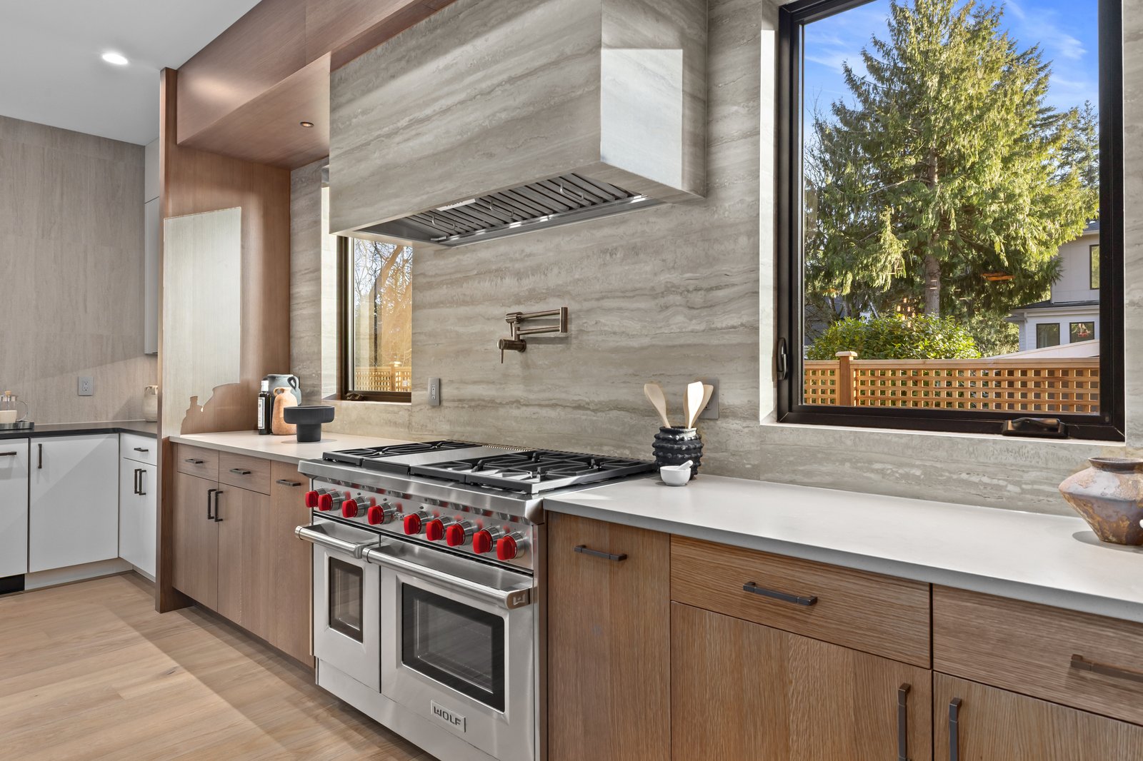 Wolf range and stone hood